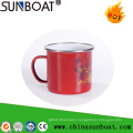 Porcelain Enamel Carbon Steel Mug with Stainless Steel Rolling Rim